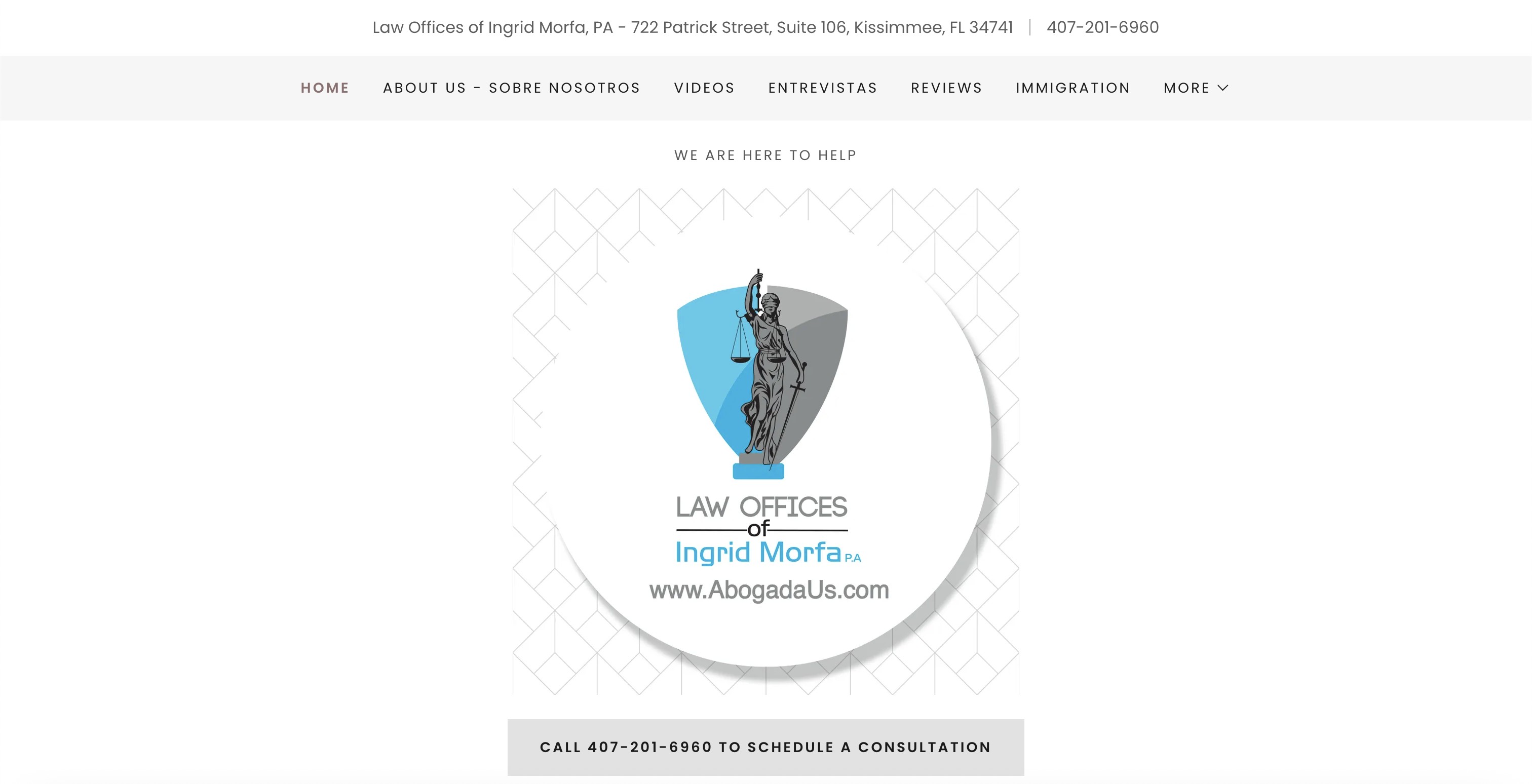 AbogadaUS.com homepage